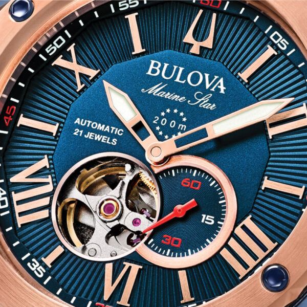 ⁦שעון בולובה BULOVA GENTS MARINE STAR AUTOMATIC STRAP WATCH 98A227⁩ – תמונה ⁦4⁩