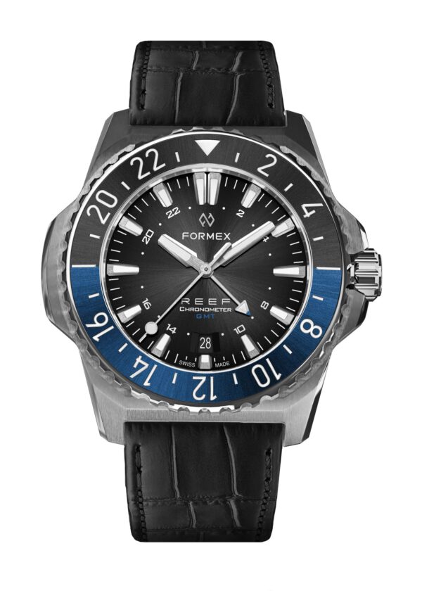 ⁦שעון FORMEX REEF GMT 300M COSC  לוח שחור ורצועת עור או גומי⁩ – תמונה ⁦11⁩