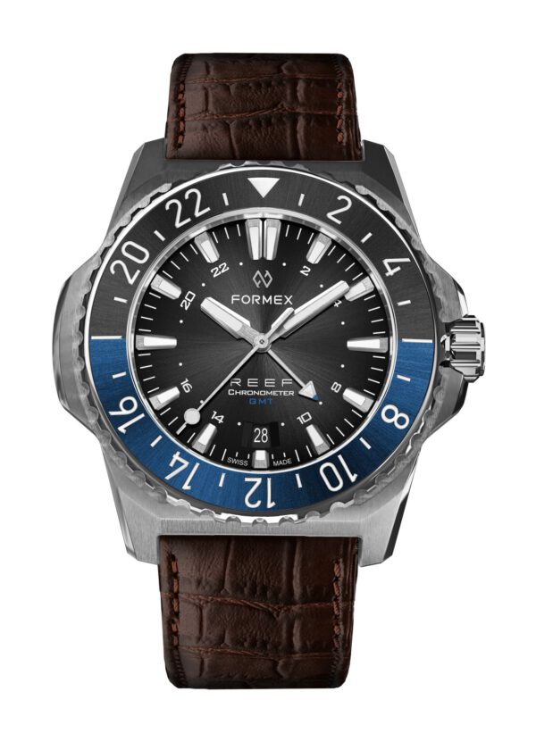 ⁦שעון FORMEX REEF GMT 300M COSC  לוח שחור ורצועת עור או גומי⁩ – תמונה ⁦10⁩