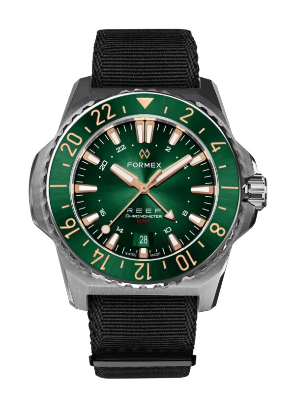 ⁦שעון FORMEX REEF GMT 300M COSC  לוח ירוק ורצועת גומי או עור⁩ – תמונה ⁦8⁩