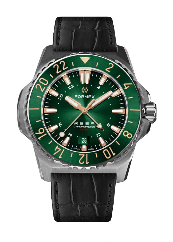 ⁦שעון FORMEX REEF GMT 300M COSC  לוח ירוק ורצועת גומי או עור⁩ – תמונה ⁦7⁩